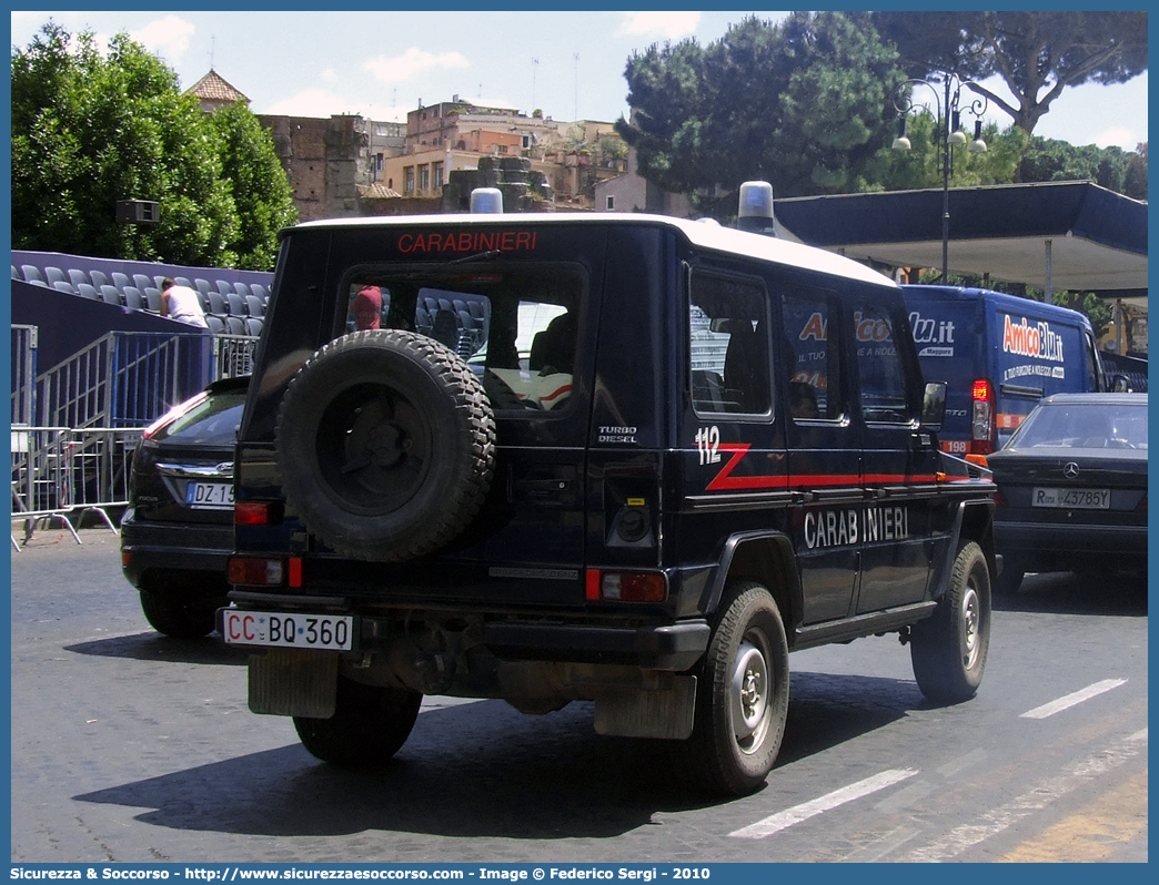 CC BQ360
Arma dei Carabinieri
Mercedes Benz G-Wagon I serie
Allestitore Elevox S.r.l.
Parole chiave: CC;C.C.;Arma;dei;Carabinieri;Reggimento;Corazzieri;Mercedes Benz;Classe;G-Wagon