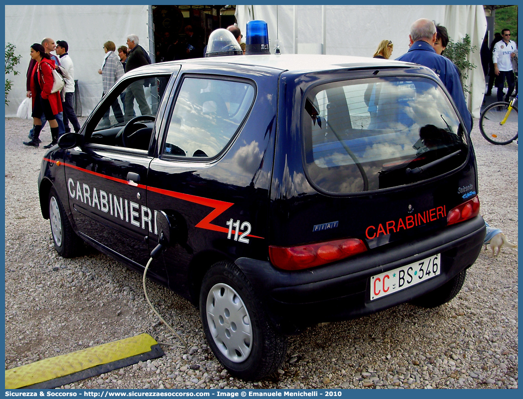 CC BS346
Arma dei Carabinieri
Fiat Seicento Elettra
Parole chiave: CCBS346;Arma dei Carabinieri;Fiat Seicento Elettra