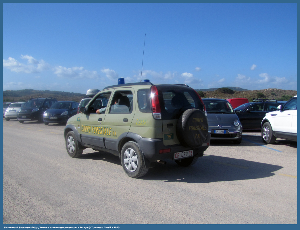 CFva D79 CA
Corpo Forestale
e di Vigilanza Ambientale
Regione Sardegna
Daihatsu Terios I serie
Parole chiave: CFVA;C.F.V.A.;Corpo;Forestale;Vigilanza;Ambientale;Sardegna;Daihatsu;Terios