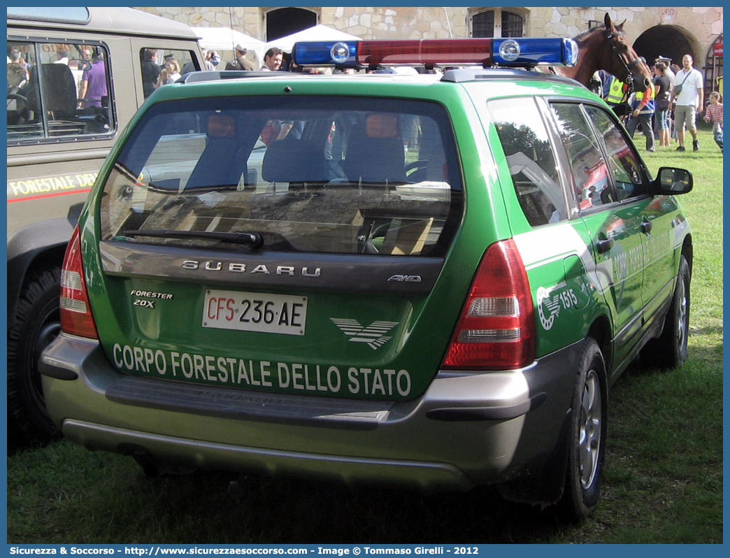 CFS 236AE
Corpo Forestale dello Stato
Subaru Forester III serie
Parole chiave: CFS;C.F.S.;Corpo;Forestale;dello;Stato;Subaru;Forester;236AE