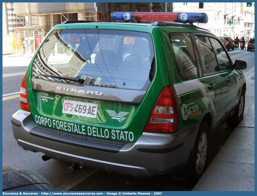 CFS 469AE
Corpo Forestale dello Stato
Subaru Forester III serie
Parole chiave: CFS;C.F.S.;Corpo;Forestale;dello;Stato;Subaru;Forester;469AE