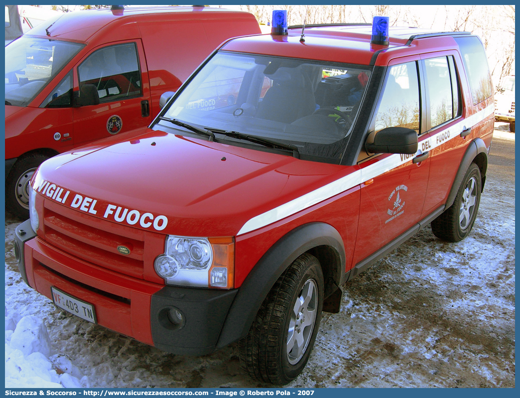 VF 4D3TN
Corpo Volontario Vigili del Fuoco Consorzio di Primiero
Land Rover Discovery 3
Parole chiave: VF;V.F.;Vigili del Fuoco;Vigili;Fuoco;Volontari;Consorzio;Primiero;Land Rover;Discovery 3;4D3TN