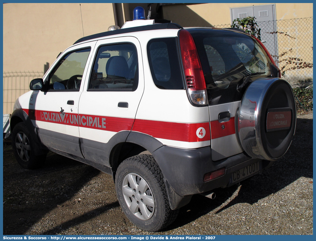 -
Polizia Municipale
Comune di Fiesole
Daihatsu Terios II serie
Parole chiave: Polizia;Locale;Municipale;Fiesole;Daihatsu;Terios