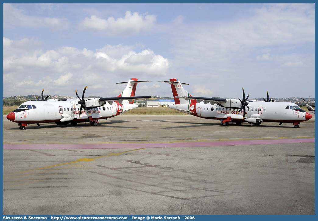 MM62170 / 10-01 e MM62208 / 10-02 "Manta 01 e 02"
Corpo delle Capitanerie di Porto
Guardia Costiera 
Alenia Aeronautica ATR400-42MP
Alenia Aeronautica ATR500-42MP
Parole chiave: CP;GC;C.P.;G.C.;Guardia;Costiera;Guardia Costiera;Capitaneria di Porto;Alenia;Aeronautica;ATR400;ATR500;42MP;10-01;10;01;10-02;10;02