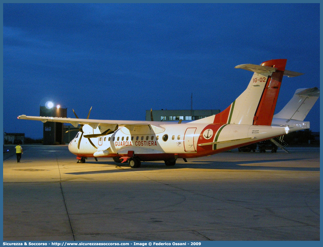 MM62208 / 10-02 "Manta 02"
Corpo delle Capitanerie di Porto
Guardia Costiera 
Alenia Aeronautica ATR500-42MP
Parole chiave: CP;GC;C.P.;G.C.;Guardia;Costiera;Guardia Costiera;Capitaneria di Porto;Alenia;Aeronautica;ATR400;42MP;10-02;10;02