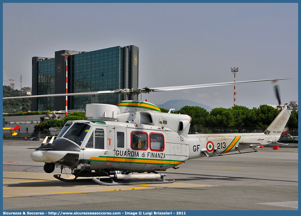 MM81465 / GF 213
Guardia di Finanza
R.O.A.N. Componente Aerea
Agusta Bell AB412 HP
Parole chiave: GdiF;G.D.F.;GDF;Guardia di Finanza;R.O.A.N.;ROAN;Componente Aerea;Agusta Bell;AB412 HP;213