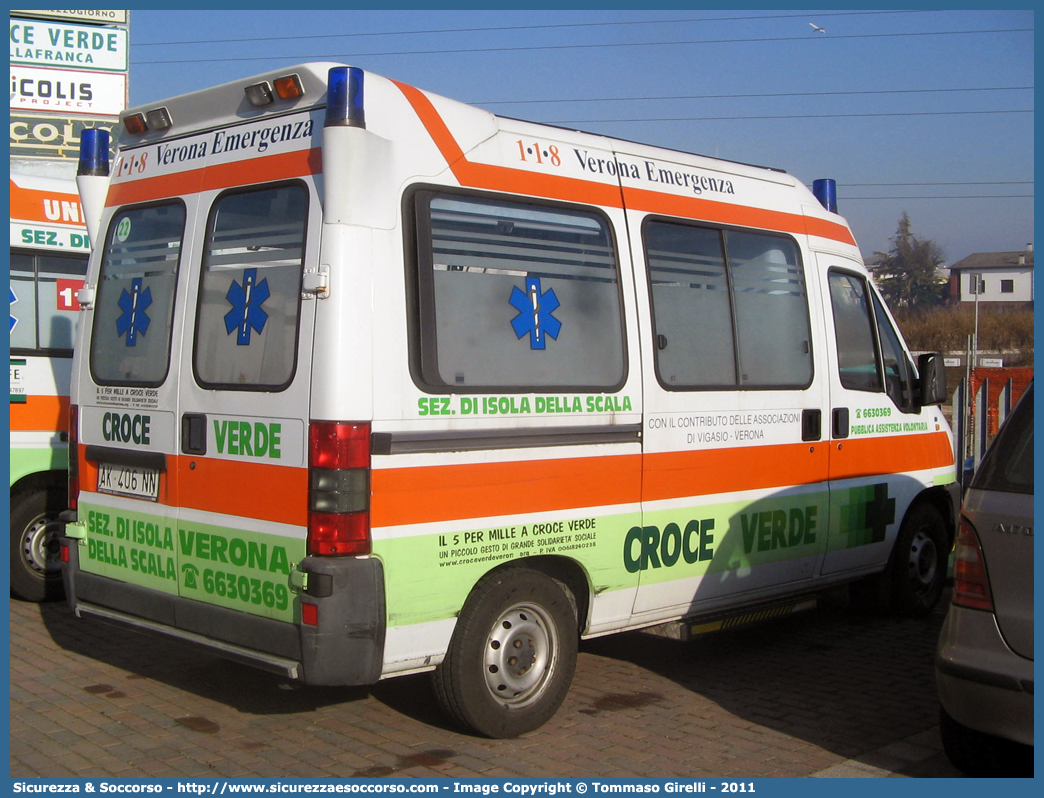 22
Croce Verde Verona
Fiat Ducato II serie
Sezione di Isola della Scala
Parole chiave: Croce Verde;CV;C.V.;Verona;Pubblica;Assistenza;Ambulanza;Fiat;Ducato