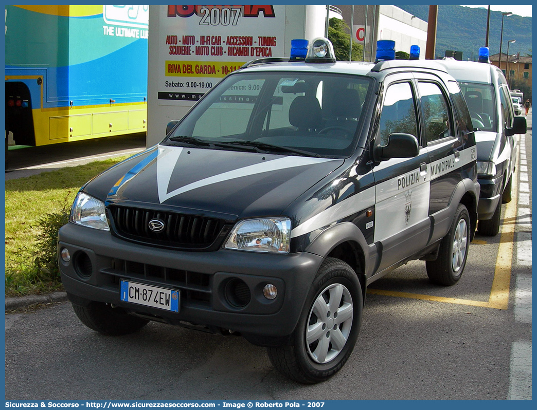 -
Polizia Municipale
Comune di Riva del Garda
Daihatsu Terios II serie
Parole chiave: Polizia;Locale;Municipale;Riva del Garda;Daihatsu;Terios