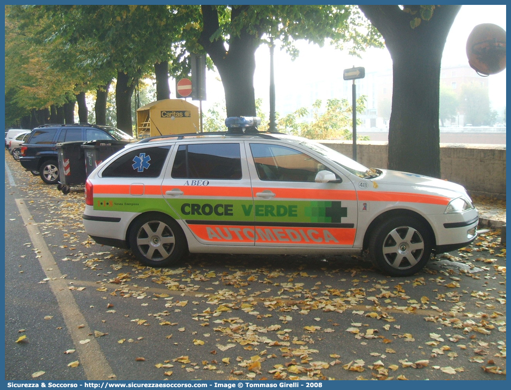 48
Croce Verde Verona
Skoda Octavia Wagon II serie
Parole chiave: Croce Verde;CV;C.V.;Verona;Pubblica;Assistenza;Automedica;Skoda;Octavia Wagon II serie;48