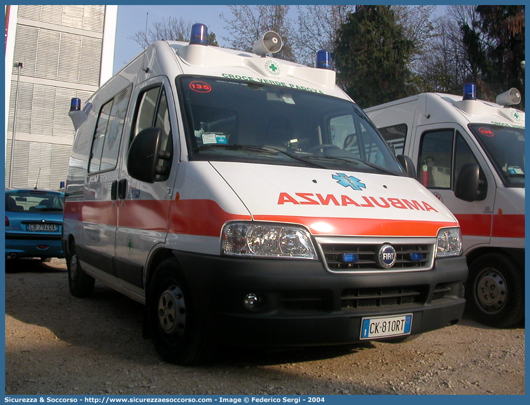 135
Pia Opera Croce Verde Padova
Fiat Ducato II serie restyling
Allestitore MAF S.n.c.
Parole chiave: Pia;Opera;Croce;Verde;Padova;Ambulanza;Fiat;Ducato;MAF;M.A.F.