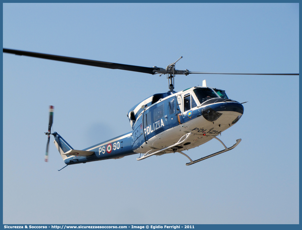 PS 60
Polizia di Stato
Reparto Volo
Agusta Bell AB212
Parole chiave: PS;P.S.;Polizia;di;Stato;Reparto;Volo;Agusta;Bell;AB212;AB 212