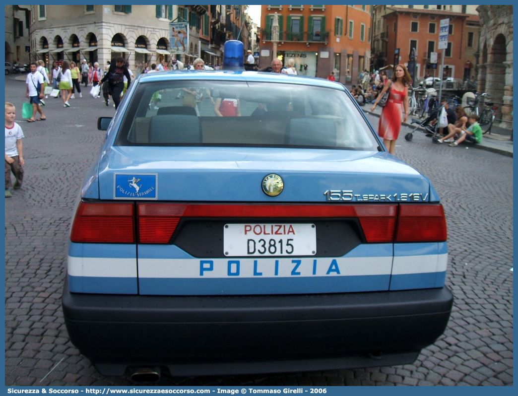 Polizia D3815
Polizia di Stato
Polizia Stradale
Alfa Romeo 155
Parole chiave: Polizia di Stato;Polizia;PS;Polizia Stradale;Alfa Romeo;155;D3815