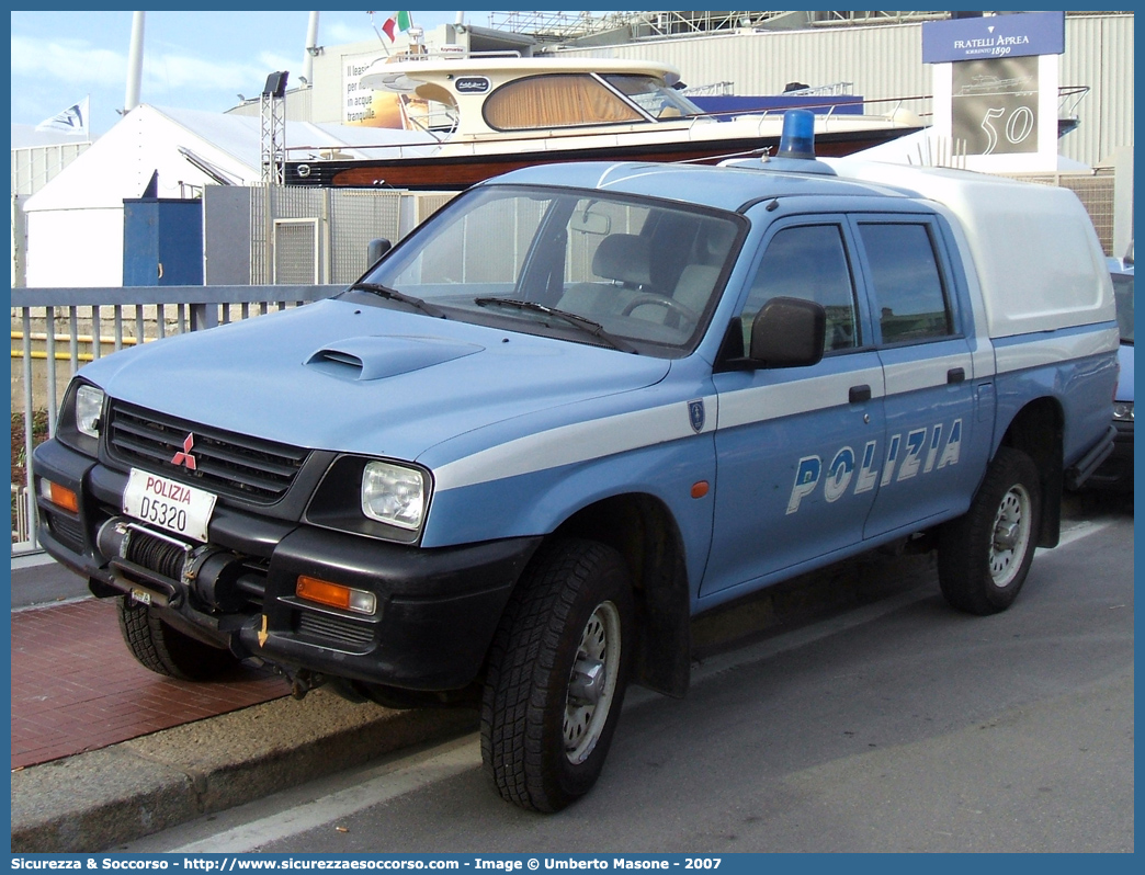 Polizia D5320
Polizia di Stato
Polizia del Mare
Mitsubishi L200 III serie
Parole chiave: PS;P.S.;Polizia;di;Stato;del;Mare;Mitsubishi;L200;Nucleo;Sommozzatori;Subacquei