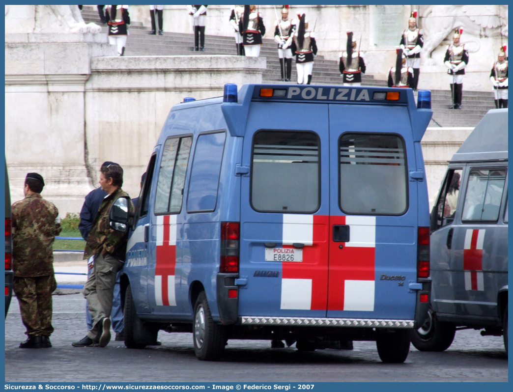 Polizia E8826
Polizia di Stato
Servizio Sanitario
Fiat Ducato II serie
Parole chiave: PS;P.S.;Polizia;di;Stato;Pubblica;Sicurezza;Servizio;Sanitario;Fiat;Ducato;Savio;Boneschi