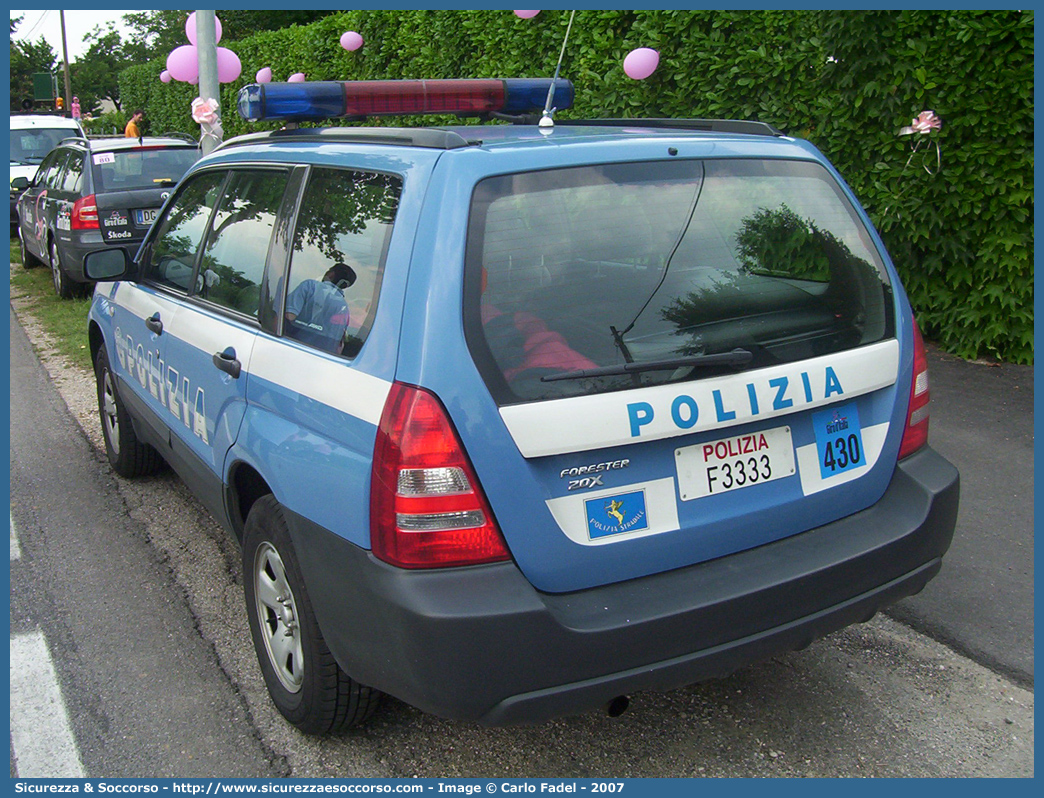 Polizia F3333
Polizia di Stato
Polizia Stradale
Subaru Forester III serie
Parole chiave: Polizia di Stato;Polizia;PS;P.S.;Stradale;Subaru;Forester;F3333