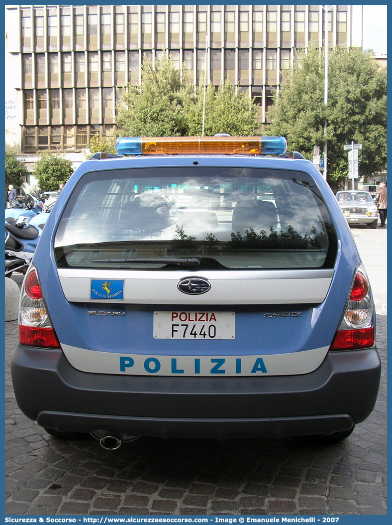 Polizia F7440
Polizia di Stato
Polizia Stradale
Subaru Forester IV serie
Parole chiave: Polizia di Stato;Polizia;PS;P.S.;Stradale;Subaru;Forester;F7440