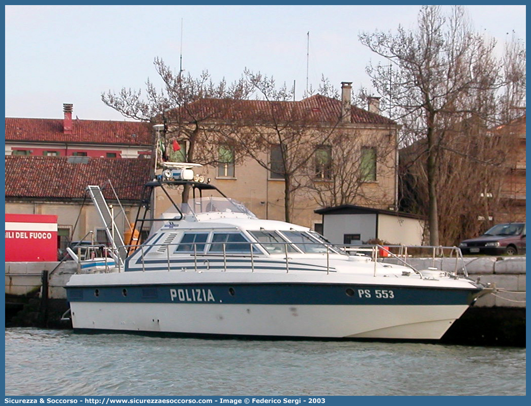 PS 553
Polizia di Stato
Polizia del Mare
CNG Motovedetta Classe Squalo
Parole chiave: PS;P.S.;Polizia;di;Stato;Navale;Mare;CNG;Motovedetta;Classe;Squalo