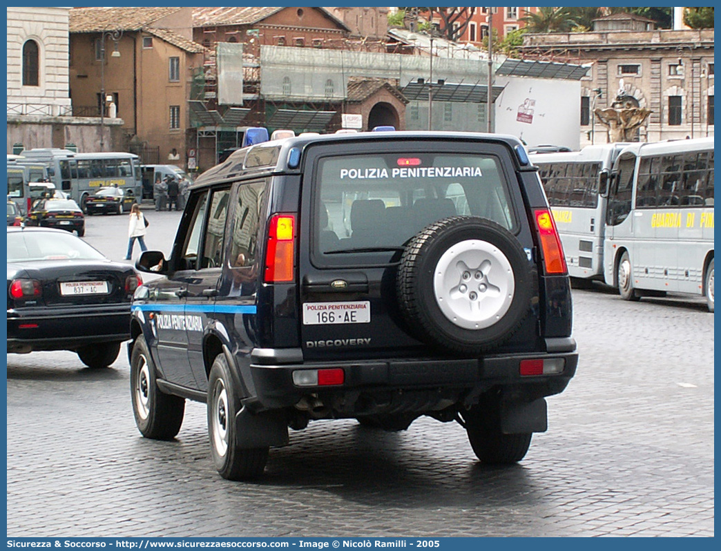 Polizia Penitenziaria 166AE
Polizia Penitenziaria
Nucleo Traduzioni e Piantonamenti
Land Rover Discovery II serie restyling
Parole chiave: P.P.;Pol.Pen.PolPen;AdiC;A.diC.;Agenti;di;Custodia;Polizia;Penitenziaria;Nucleo;Traduzioni;e;Piantonamenti;Land;Rover;Discovery