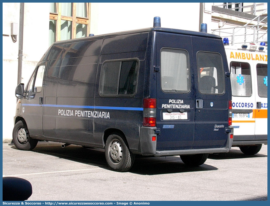 Polizia Penitenziaria 315AD
Polizia Penitenziaria
Fiat Ducato II serie
Parole chiave: PP;P.P.;Pol.Pen;PolPen;AdiC;A.diC.;Agenti;di;Custodia;Polizia;Penitenziaria;Nucleo;Traduzioni;Piantonamenti;Fiat;Ducato