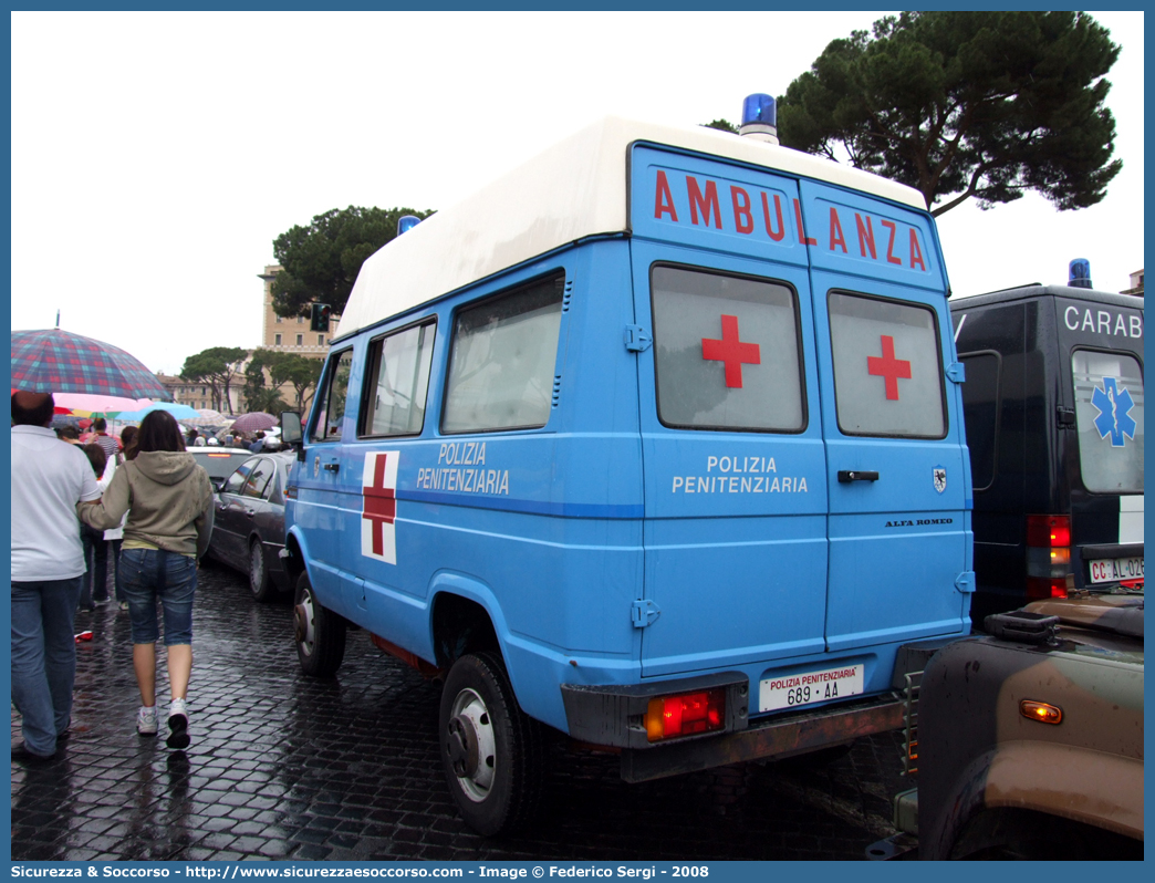 Polizia Penitenziaria 689AA
Polizia Penitenziaria
Nucleo Traduzioni e Piantonamenti
Alfa Romeo AR8 4x4
Parole chiave: 689AA;Polizia Penitenziaria;Nucleo Traduzioni e Piantonamenti;Ambulanza;Alfa Romeo AR8 4x4