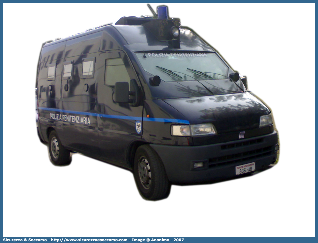 Polizia Penitenziaria 836AB
Polizia Penitenziaria
Fiat Ducato II serie
Parole chiave: PP;P.P.;Pol.Pen;PolPen;AdiC;A.diC.;Agenti;di;Custodia;Polizia;Penitenziaria;Nucleo;Traduzioni;Piantonamenti;Fiat;Ducato