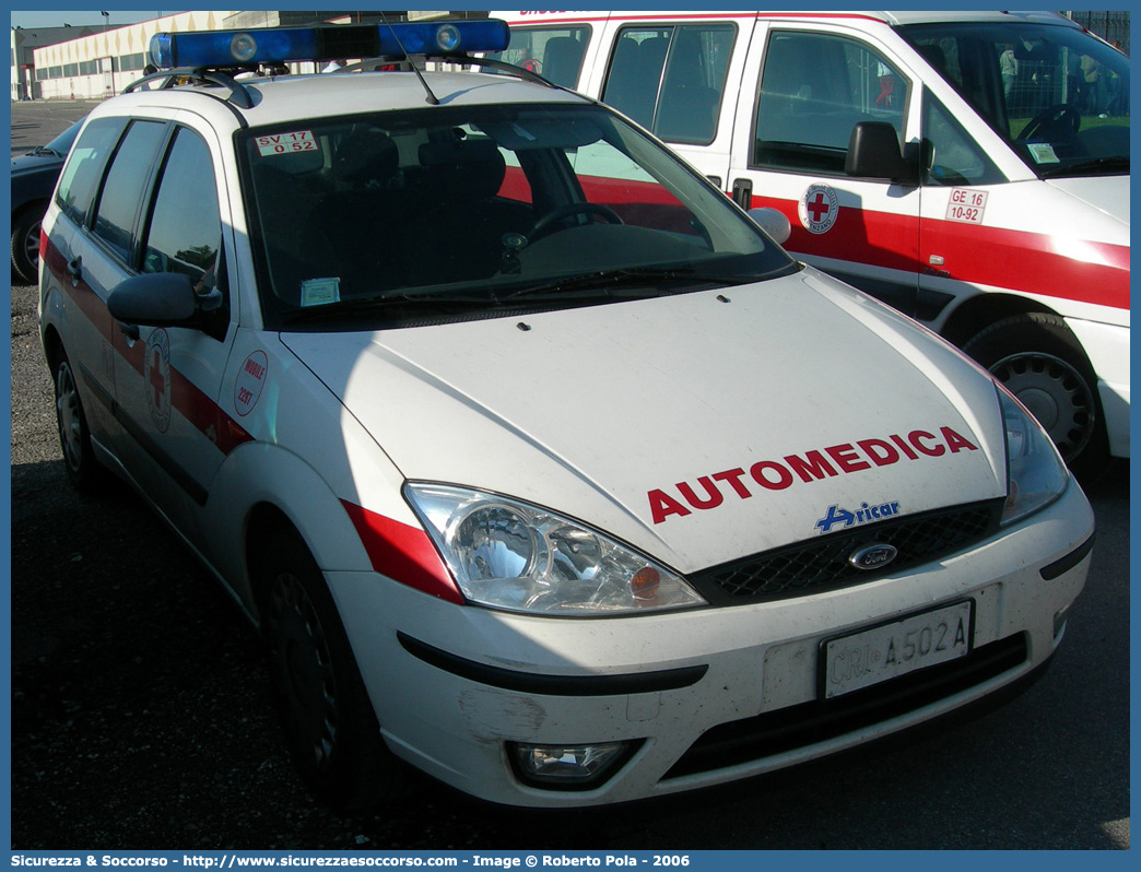 CRI A502A
Croce Rossa Italiana
Ceriale
Ford Focus Station Wagon
Allestitore Aricar S.p.A.
Parole chiave: CRI;C.R.I.;Croce Rossa Italiana;Automedica;Auto medica;Automedicalizzata;Auto medicalizzata;Ford;Focus;Station Wagon;Ceriale;A502A;Aricar