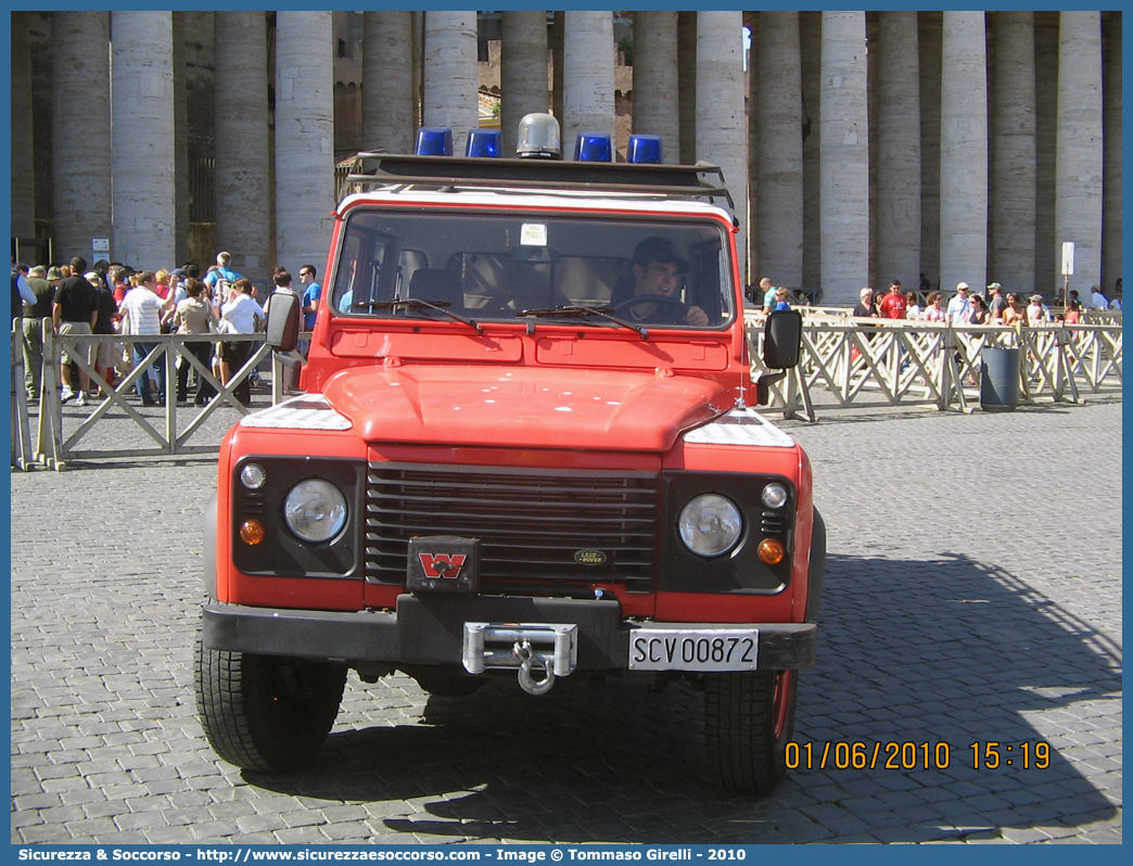 SCV 00872
Stato della Città del Vaticano
Vigili del Fuoco
Land Rover Defender 110
Parole chiave: SCV;Stato Città del Vaticano;Vigili del Fuoco;Land Rover Defender 110