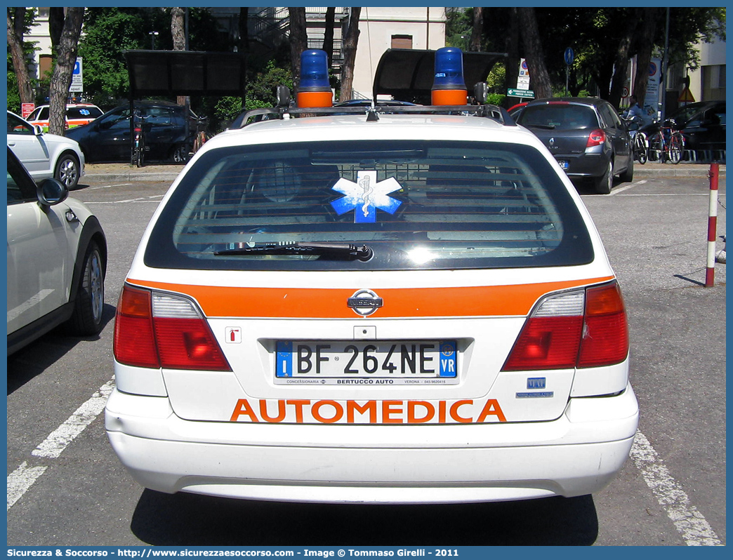 ALFA MIKE 01
SUEM 118 Verona Emergenza
Azienda ULSS 9 - Scaligera
Nissan Primera Station Wagon
II serie
Allestitore MAF S.n.c.
Parole chiave: 118;Verona;Emergenza;SUEM;S.U.E.M.;Automedica;Nissan;Primera;Station;Wagon;MAF