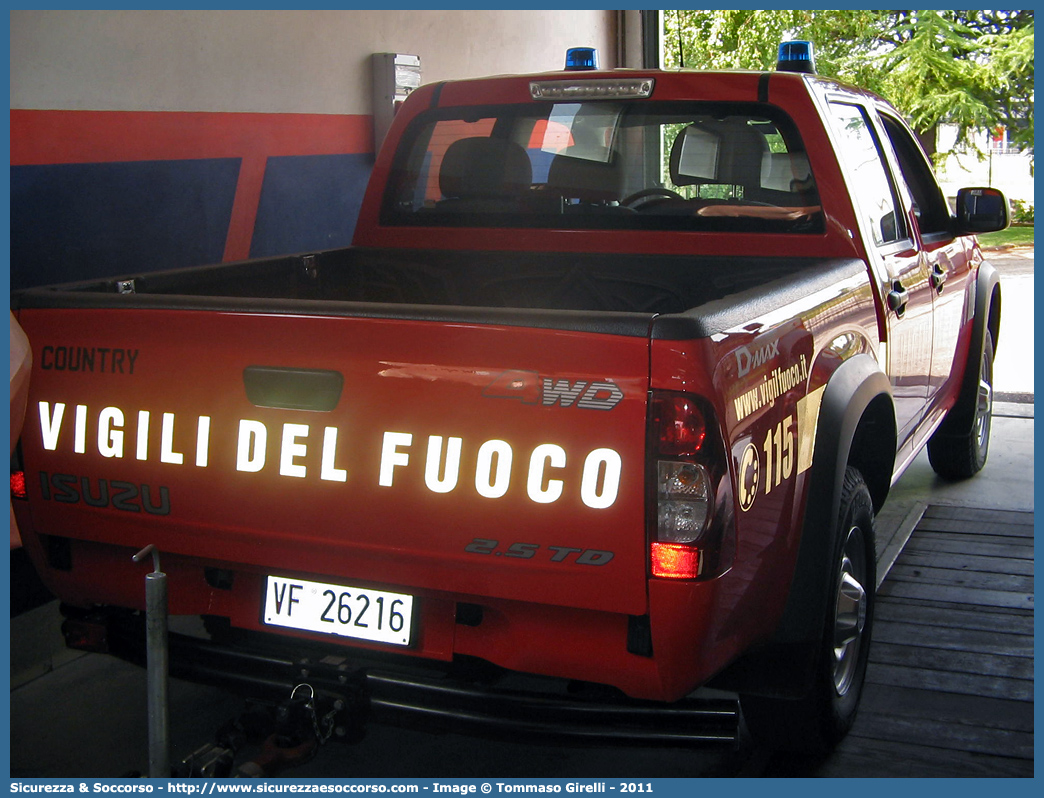 VF 26216
Corpo Nazionale Vigili del Fuoco
Isuzu D-Max I serie I restyling
(variante)
Parole chiave: VVF;V.V.F.;Corpo;Nazionale;Vigili;del;Fuoco;Isuzu;Dmax;D-Max;D Max