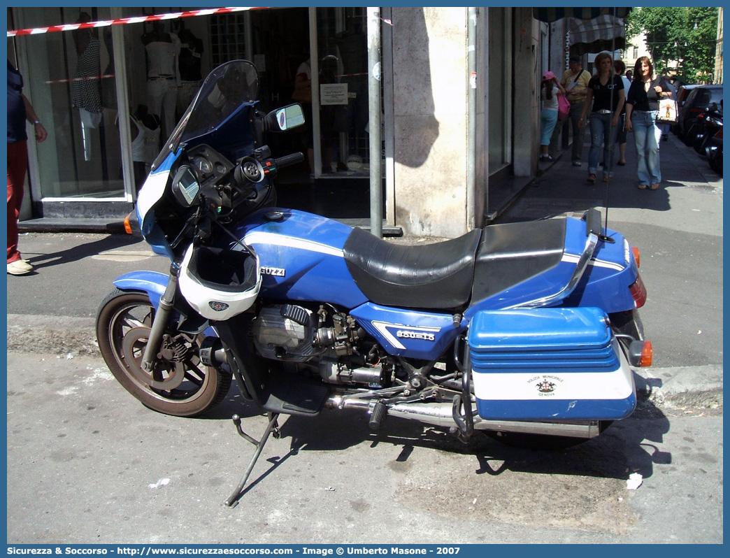 -
Polizia Municipale
Comune di Genova
Moto Guzzi 850-T5
Parole chiave: Polizia;Municipale;Locale;Genova;Moto Guzzi;850-T5