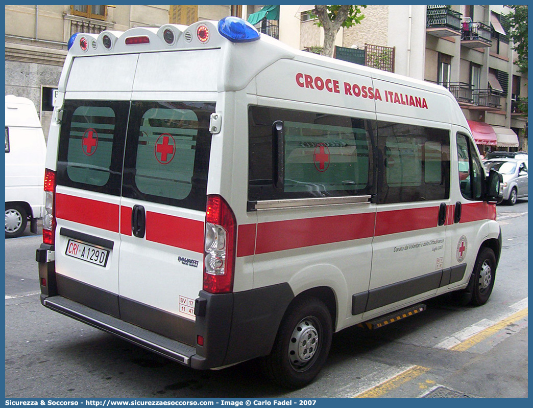 CRI A129D
Croce Rossa Italiana
Varazze
Fiat Ducato III serie
Allestitore Bollanti S.r.l.
Parole chiave: Croce;Rossa;Italiana;CRI;C.R.I.;Ambulanza;Fiat;Ducato;X250;Varazze;Bollanti