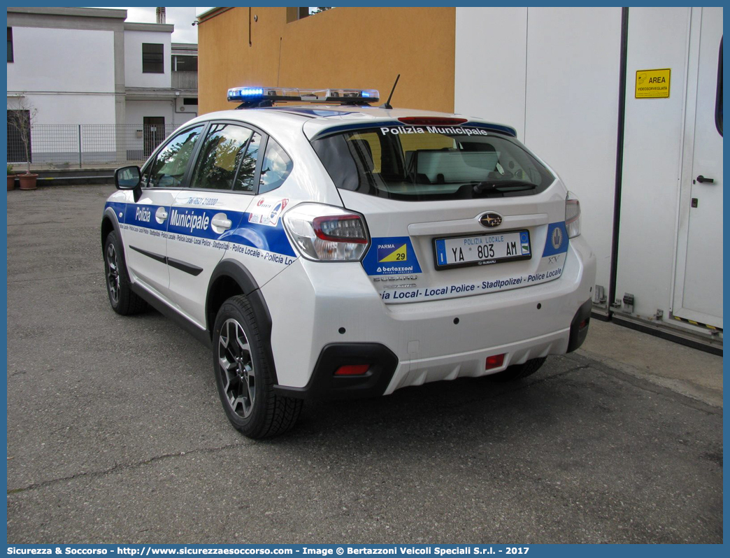 Polizia Locale YA803AM
Polizia Municipale
Comune di Parma
Subaru XV I serie restyling
Allestitore Bertazzoni S.r.l.
Parole chiave: Polizia;Locale;Municipale;Parma;Subaru;XV;Bertazzoni;YA803AM;YA 803 AM