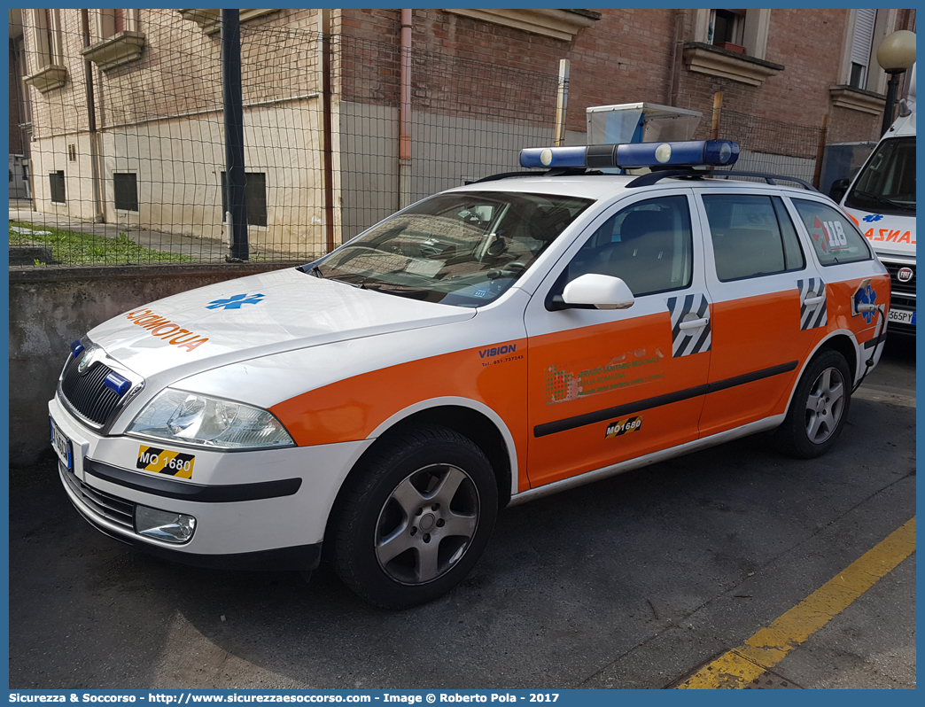 MO 1680
118 Modena Soccorso
Skoda Octavia Wagon II serie
Allestitore Vision S.r.l.
Parole chiave: 118;Modena;Soccorso;Automedica;Automedicalizzata;Auto Medica;Auto Medicalizzata;Skoda;Octavia;Wagon;Vision