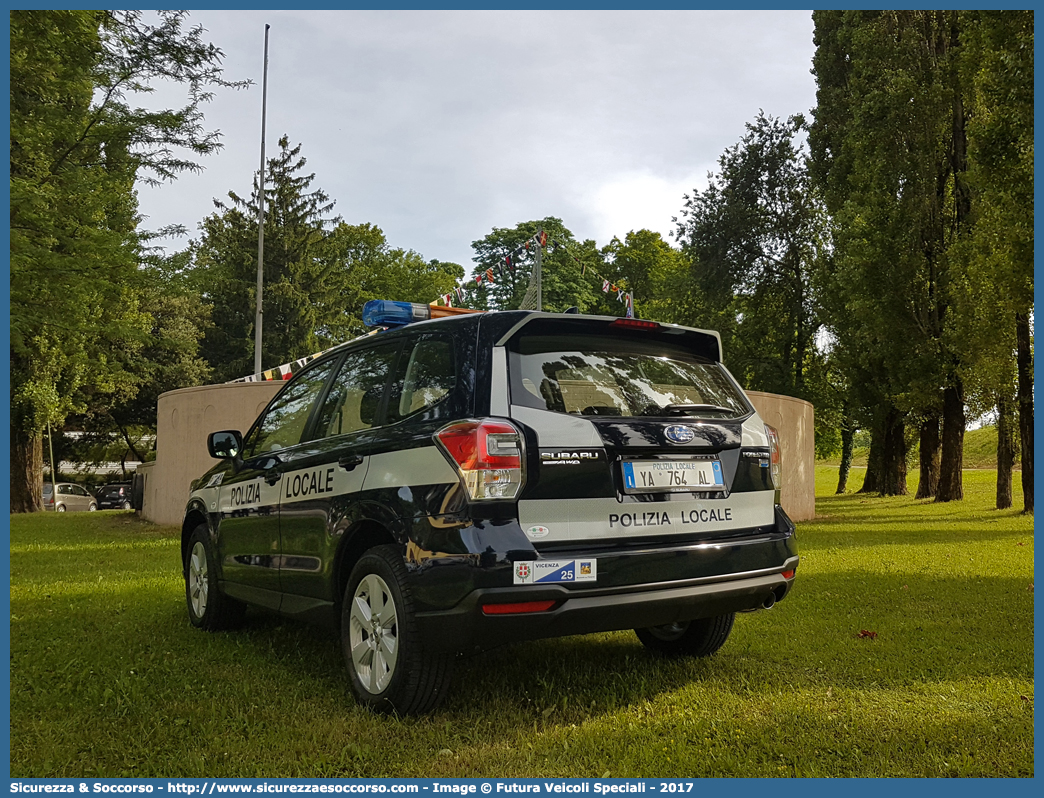 Polizia Locale YA764AL
Polizia Locale
Comune di Vicenza
Subaru Forester VI serie restyling
Allestitore Futura Veicoli Speciali
Parole chiave: Polizia;Locale;Municipale;Vicenza;Subaru;Forester;Futura;YA764AL;YA 764 AL