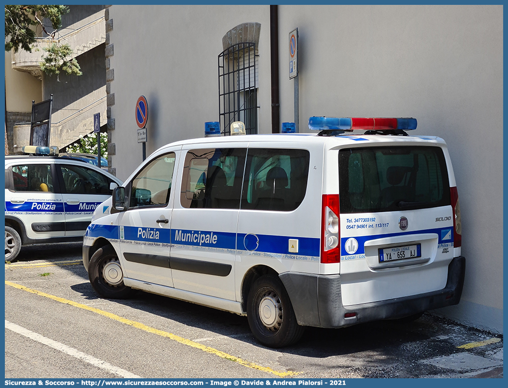 Polizia Locale YA653AJ
Polizia Municipale
Comune di Sarsina
Fiat Scudo IV serie
Allestitore Focaccia Group S.r.l.
Parole chiave: Polizia;Locale;Municipale;Sarsina;Fiat;Scudo;Focaccia;YA653AJ;YA 653 AJ