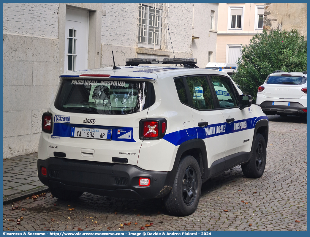 Polizia Locale YA994AP
Polizia Locale
Comune di Merano
Jeep Renegade I serie restyling
Allestitore Bertazzoni S.r.l.
Parole chiave: Polizia;Locale;Municipale;Merano;Meran;Jeep;Renegade;Bertazzoni;YA994AP;YA 994 AP