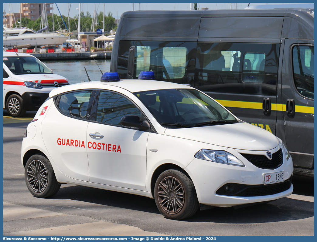 CP 1876
Corpo delle Capitanerie di Porto
Guardia Costiera
Lancia Ypsilon Hybrid III serie restyling
Allestitore Celiani S.a.s.
(variante)
Parole chiave: CP;C.P.;GC,G.C.;Guardia;Costiera;Capitaneria;Capitanerie;di;Porto;Lancia;Ypsilon;Hybrid