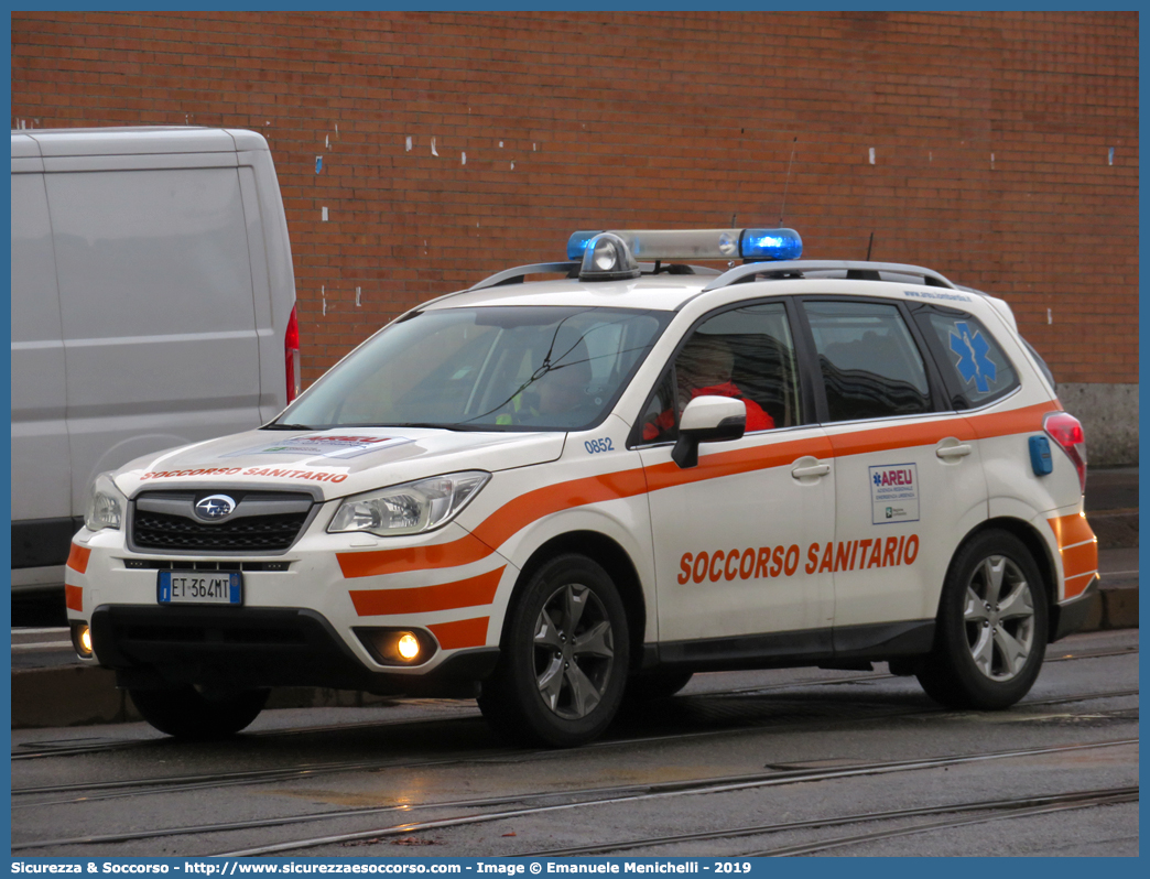 0852
118 Azienda Regionale Emergenza Urgenza
Regione Lombardia
Subaru Forester VI serie
Allestitore Bertazzoni S.r.l.
Parole chiave: 118;AREU;A.R.E.U.;S.S.U.Em.;SSUEm;Lombardia;Automedica;Subaru;Forester;Bertazzoni