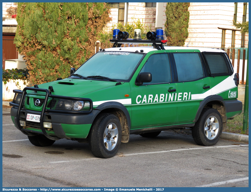 CC DP076
Arma dei Carabinieri
Comando Unità per la Tutela Forestale, 
Ambientale e Agroalimentare
Nissan Terrano II serie
Parole chiave: CC;C.C.;Arma;dei;Carabinieri;Comando;Unità;per;la;Tutela;Forestale;Ambientale;Agroalimentare;Nissan;Terrano