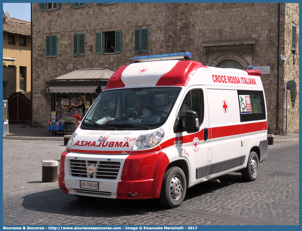 CRI 736AD
Croce Rossa Italiana
Guardea - Alviano (TR)
Fiat Ducato III serie
Allestitore Alea Italia S.r.l.
Parole chiave: CRI;C.R.I.;Croce;Rossa;Italiana;Fiat;Ducato;X250;Guardea;Alviano;Alea