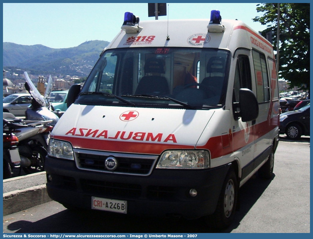 CRI A246B
Croce Rossa Italiana
Rossiglione
Fiat Ducato II serie restyling
Allestitore MAF S.n.c.
Parole chiave: Croce;Rossa;Italiana;CRI;C.R.I.;Ambulanza;Fiat;Ducato;MAF;M.A.F.;Mariani Alfredo e Figli;Rossiglione