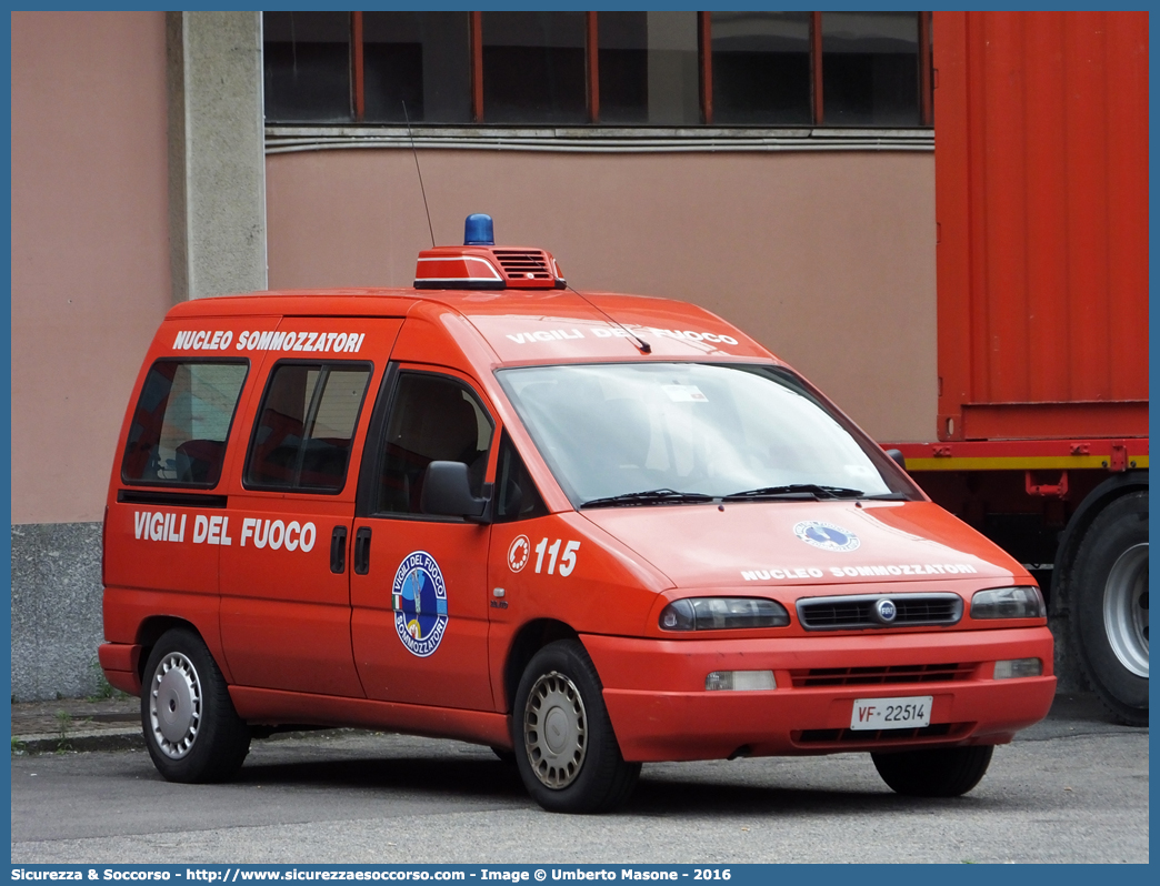 VF 22514
Corpo Nazionale Vigili del Fuoco
Nucleo Soccorso Subacqueo e Acquatico
Fiat Scudo II serie
(variante)
Parole chiave: Corpo;Nazionale;Vigili del Fuoco;Vigili;Fuoco;Fiat;Scudo;NSSA;N.S.S.A.;Soccorso;Subacqueo;Acquatico;Sommozzatori;Subacquei