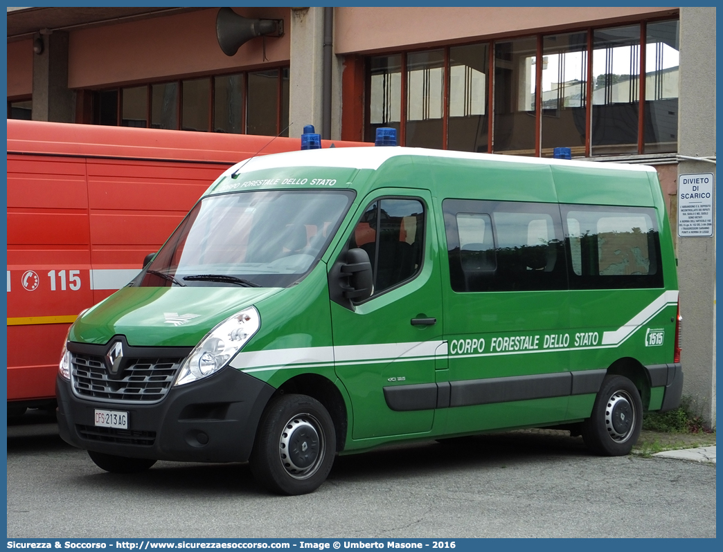 CFS 213AG
Corpo Forestale dello Stato
Renault Master IV serie
Allestitore Focaccia Group S.r.l.
Parole chiave: CFS;C.F.S.;Corpo;Forestale;dello;Stato;Renault;Master;Focaccia