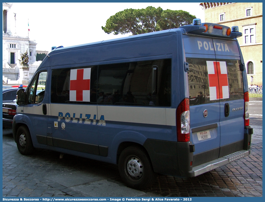 Polizia H0881
Polizia di Stato
Servizio Sanitario
Fiat Ducato III serie
Allestitore FAST S.r.l.
Parole chiave: PS;P.S.;Polizia;di;Stato;Servizio;Sanitario;Fiat;Ducato;X250;Ambulanza;Fast;F.A.S.T.