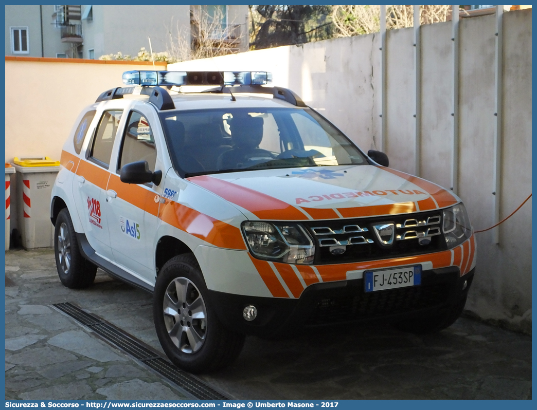 5985
118 Spezia Soccorso
Dacia Duster I serie restyling
Allestitore AVS S.a.s.
Parole chiave: 118;Spezia;La Spezia;Soccorso;Automedica;Automedicalizzata;Auto Medica;Auto Medicalizzata;Dacia;Duster;AVS;A.V.S.