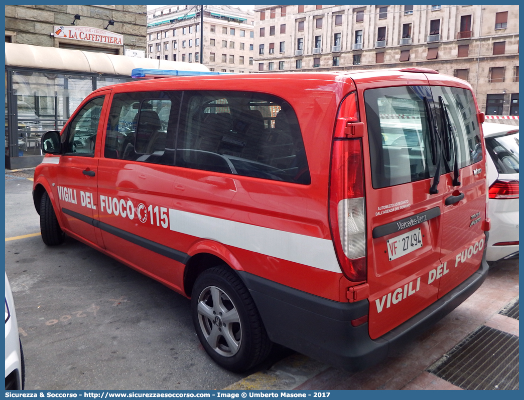 VF 27494
Corpo Nazionale Vigili del Fuoco
Mercedes Benz Classe V II serie
Parole chiave: VVF;V.V.F.;Corpo;Nazionale;Vigili;del;Fuoco;Mercedes;Benz;Vito;Classe;V