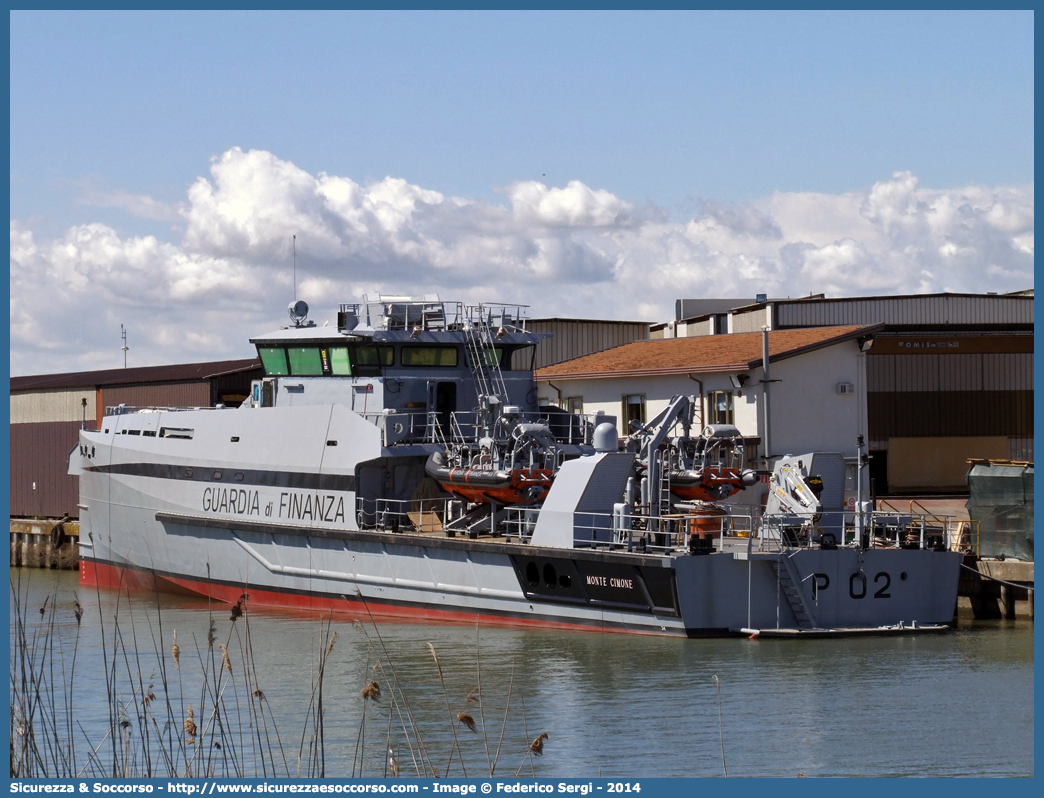 P.02 "Monte Cimone"
Guardia di Finanza
R.O.A.N. Componente Navale
Pattugliatore Classe "Monte Sperone"
Cantiere Navale Vittoria S.p.A.
Parole chiave: GdiF;G.D.F.;GDF;Guardia;di;Finanza;R.O.A.N.;ROAN;Componente;Navale;Pattugliatore;Pattugliatori;Cantiere;Navale;Vittoria