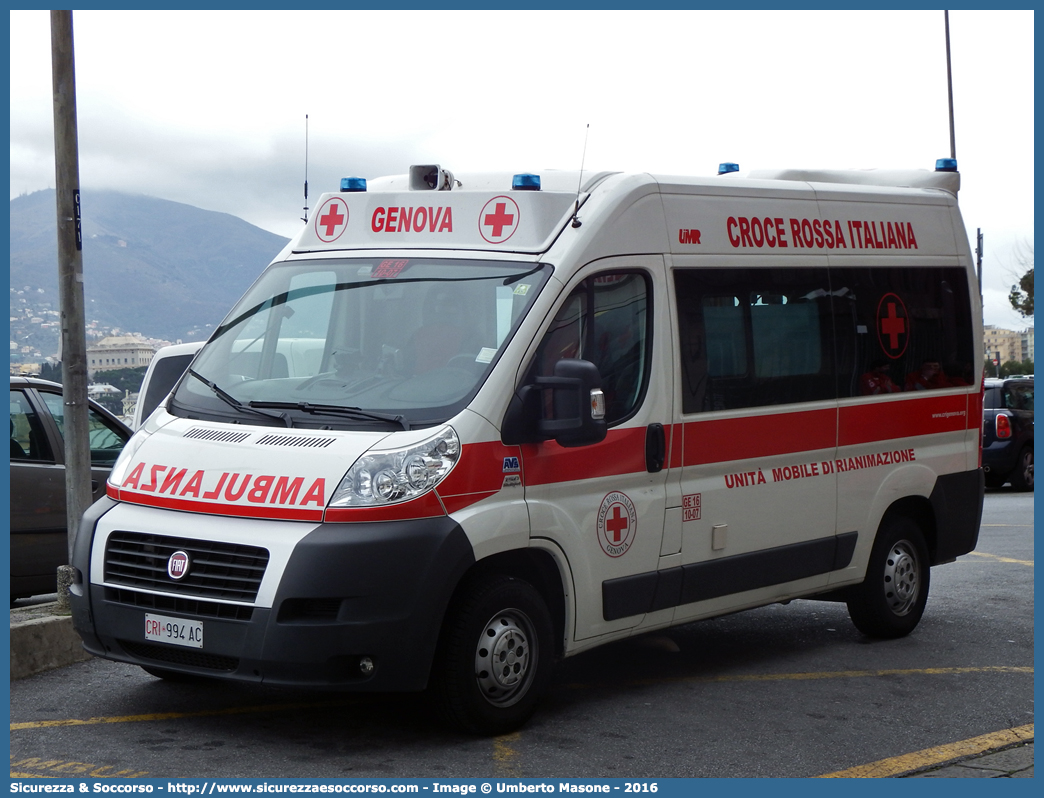 CRI 994AC
Croce Rossa Italiana
Genova
Fiat Ducato III serie
Allestitore AVS S.a.s.
Parole chiave: Croce;Rossa;Italiana;CRI;C.R.I.;Ambulanza;Fiat;Ducato;X250;AVS;A.V.S.;Genova