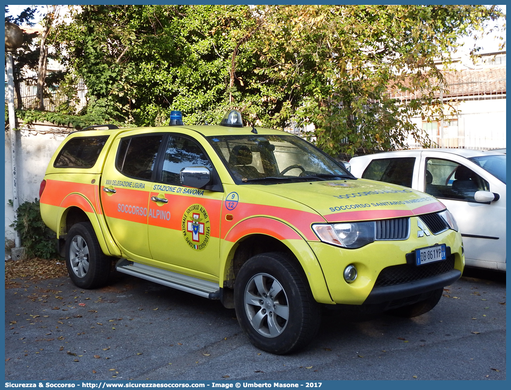 9-12
Corpo Nazionale
Soccorso Alpino e Speleologico
Delegazione Alpina
XXIII Liguria di Ponente
Stazione di Savona
Mitsubishi L200 IV serie
Parole chiave: CNSAS;C.N.S.A.S.;Corpo;Nazionale;Soccorso;Alpino;Speleologico;Liguria;SASL;S.A.S.L.;Savona;Mitsubishi;L200;L 200