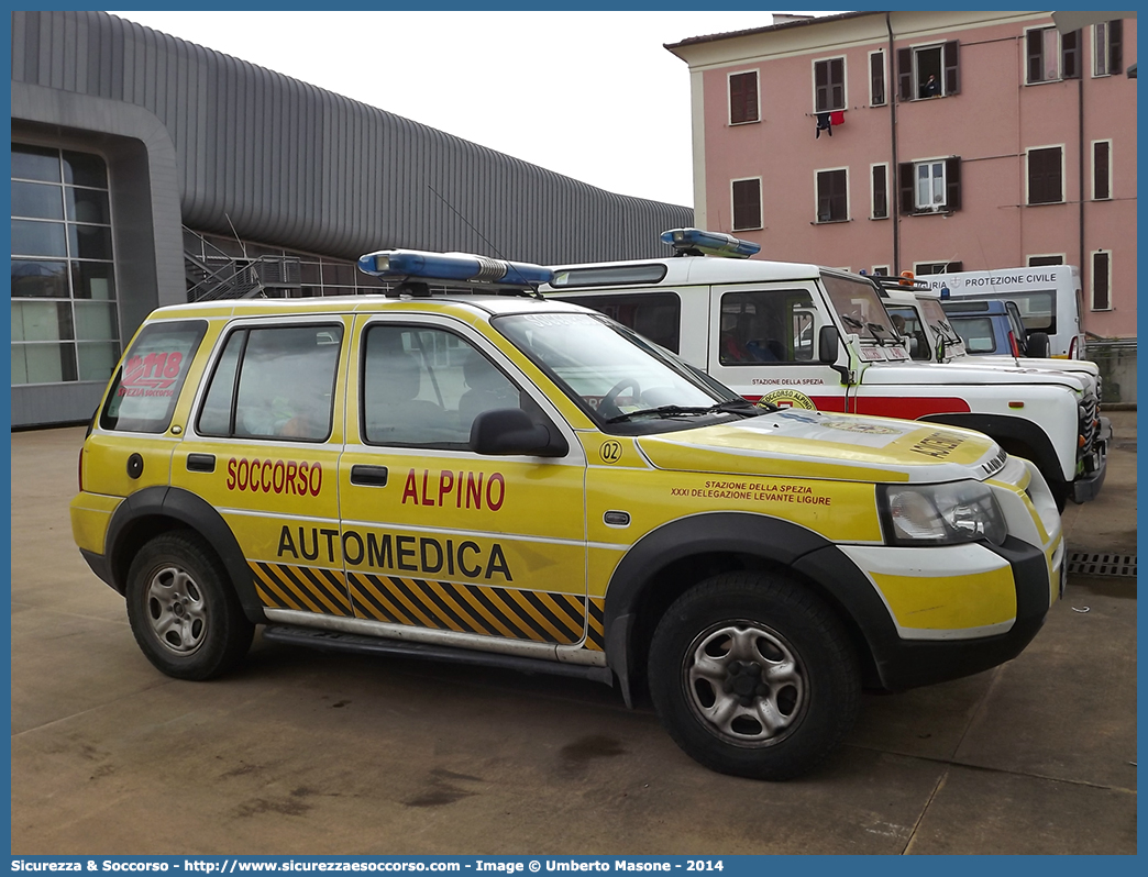 -
Corpo Nazionale
Soccorso Alpino e Speleologico
Delegazione Alpina
XXXI Liguria di Levante
Stazione di La Spezia
Land Rover Freelander
I serie restyling
Parole chiave: CNSAS;C.N.S.A.S.;Corpo;Nazionale;Soccorso;Alpino;Speleologico;Liguria;SASL;S.A.S.L.;La Spezia;Land Rover;Freelander